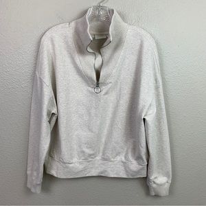 Varley Miller Sweatshirt Small Oatmeal Beige 1/2 Zip Pullover